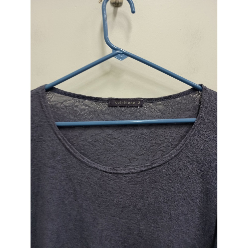 Cut Loose Tunic Top Womens Medium Blue Lagenlook Textured Long Sleeve - Picture 2 of 8